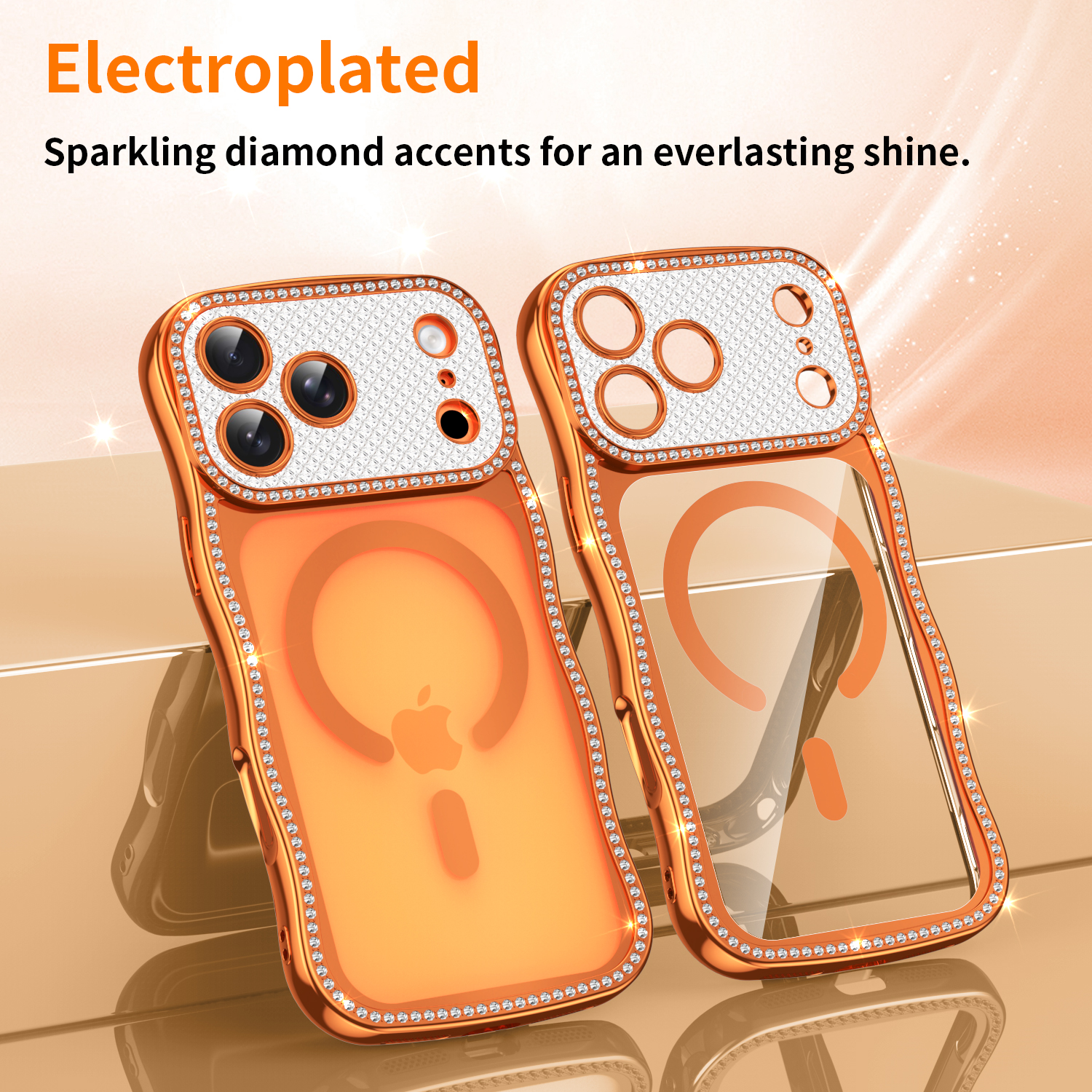 Clear Magsafe Case - Wave Bling Diamond Clear Magnetic Case