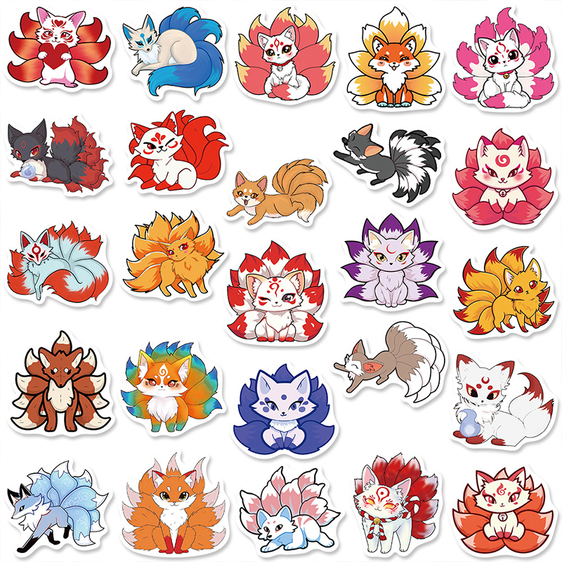 50PCS Cute Cartoon Nine-Tailed - Phone Cases Kids incelemesi ve fiyatı
