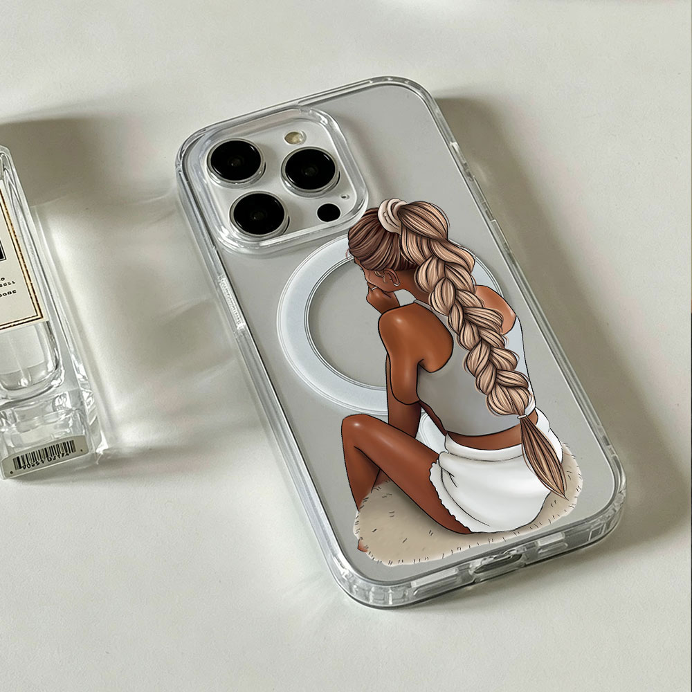Dark Skin Fashion Woman For Ma - Clear Magsafe Case incelemesi ve fiyatı
