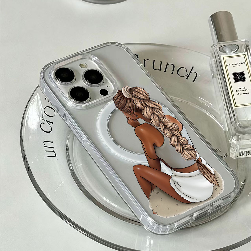 Dark Skin Fashion Woman For Ma - Clear Magsafe Case incelemesi ve fiyatı