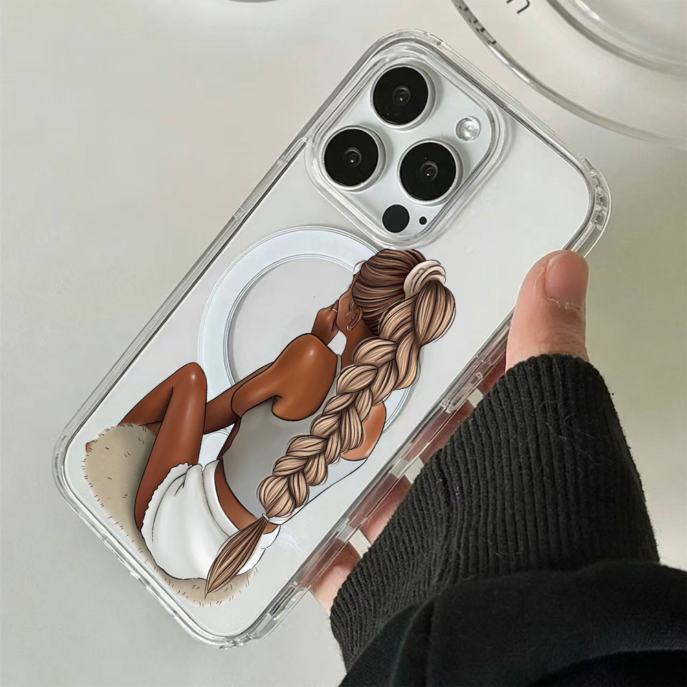 Dark Skin Fashion Woman For Ma - Clear Magsafe Case incelemesi ve fiyatı