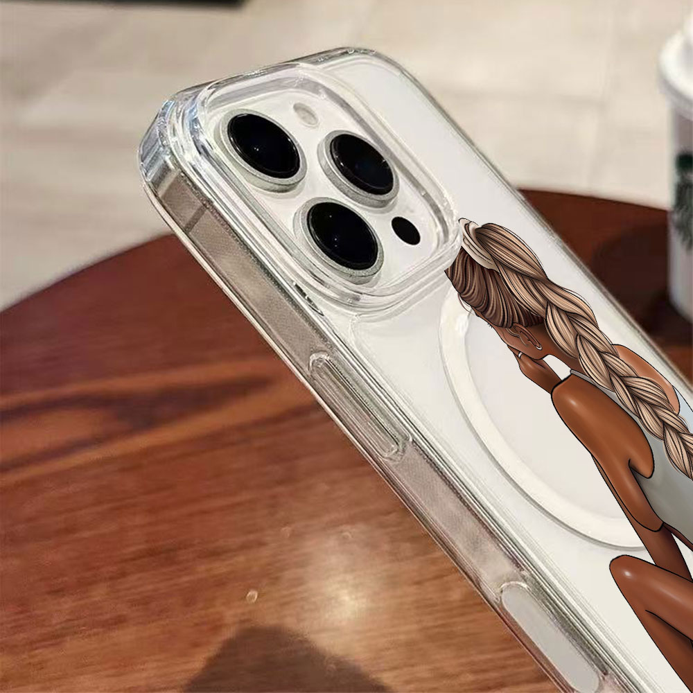 Dark Skin Fashion Woman For Ma - Clear Magsafe Case incelemesi ve fiyatı