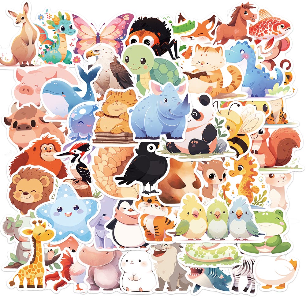 50PCS Cute Animal Water Bottle - Phone Cases Kids incelemesi ve fiyatı