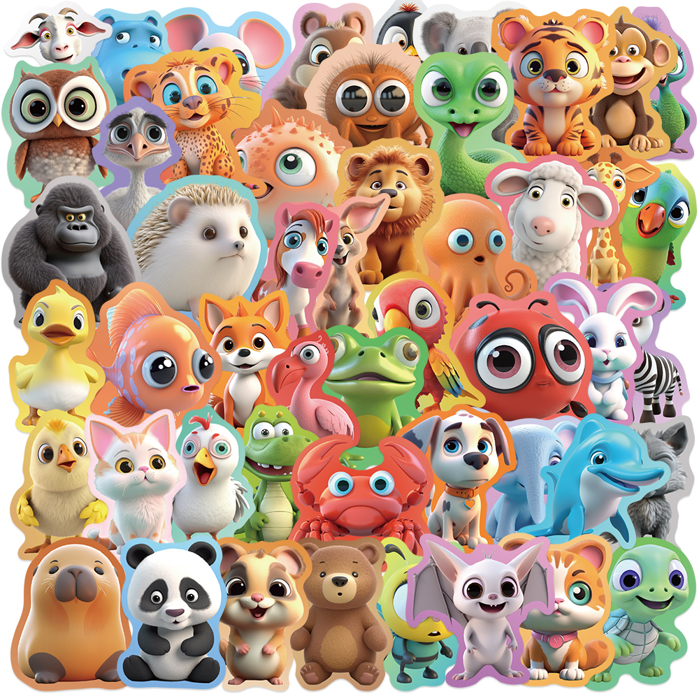 50PCS Cute Animal Water Bottle - Phone Cases Kids incelemesi ve fiyatı